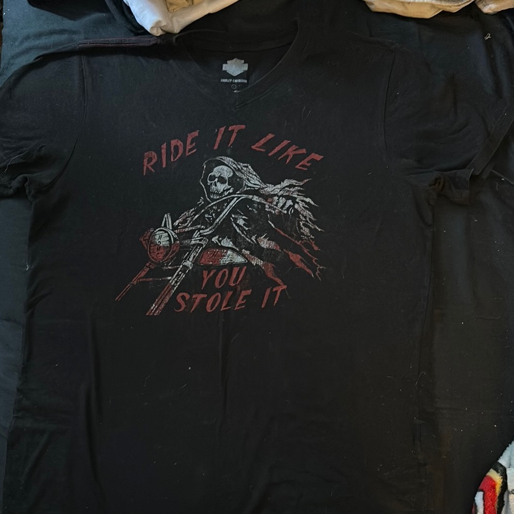 Black Graphic Tee with Red Print